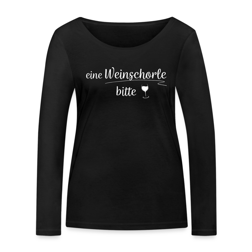 eine Weinschorle bitte - Frauen Langarmshirt aus 100% Bio-Baumwolle - Schwarz