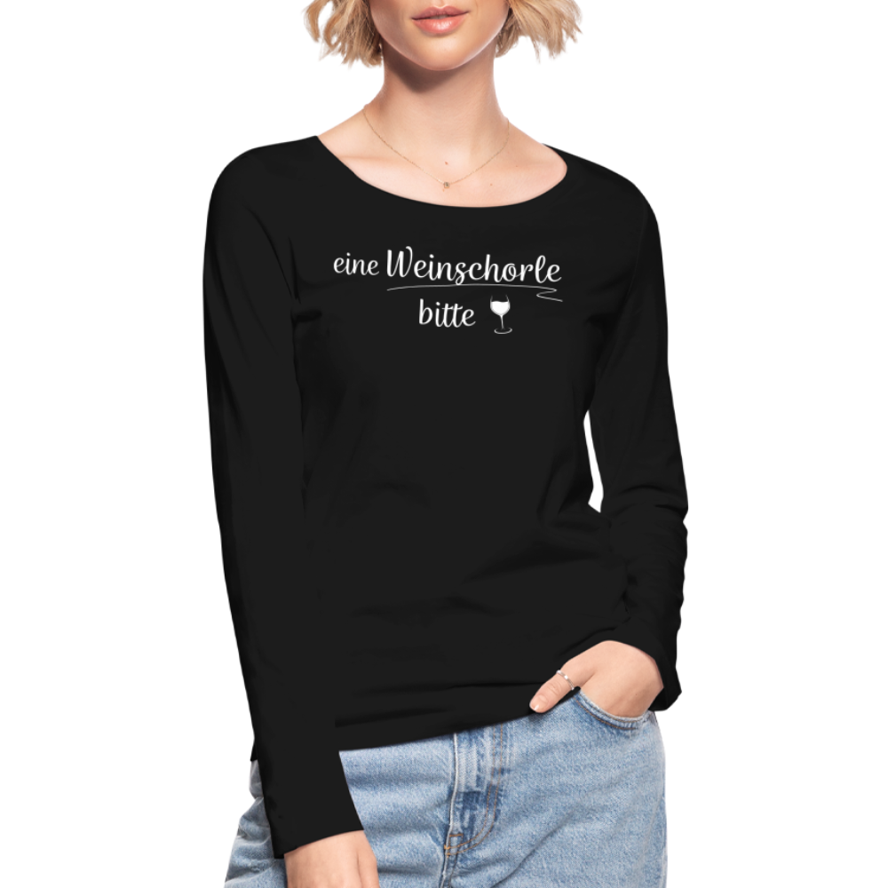 eine Weinschorle bitte - Frauen Langarmshirt aus 100% Bio-Baumwolle - Schwarz