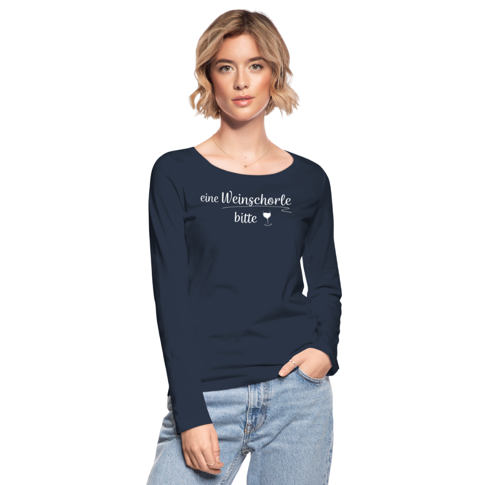 eine Weinschorle bitte - Frauen Langarmshirt aus 100% Bio-Baumwolle - Navy