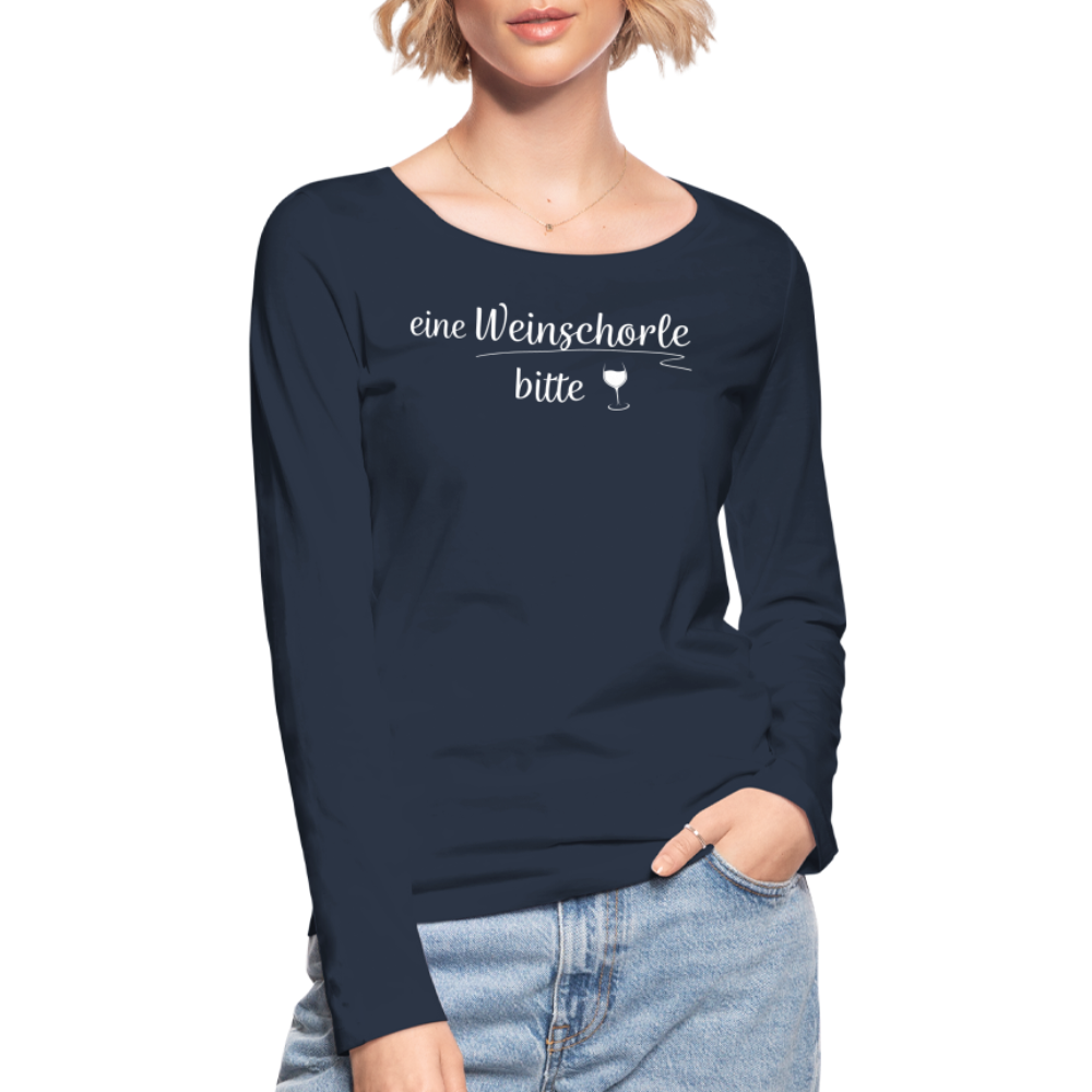 eine Weinschorle bitte - Frauen Langarmshirt aus 100% Bio-Baumwolle - Navy