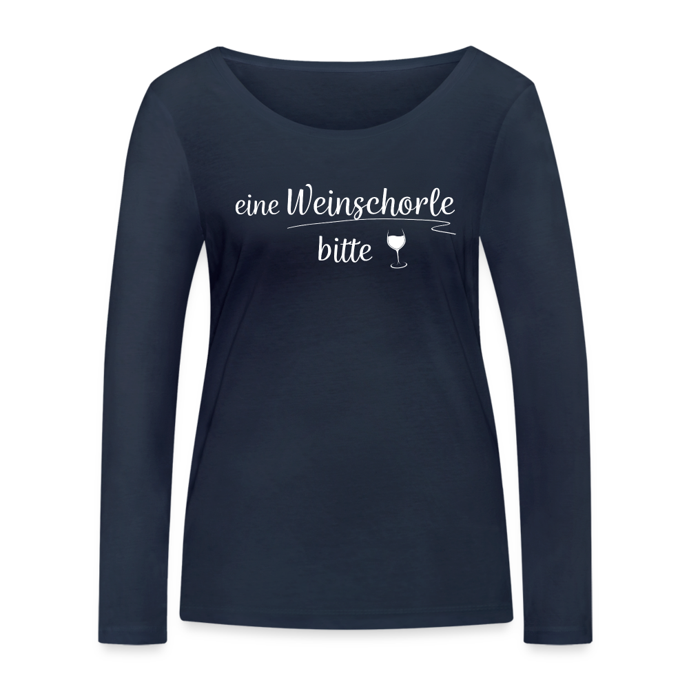 eine Weinschorle bitte - Frauen Langarmshirt aus 100% Bio-Baumwolle - Navy