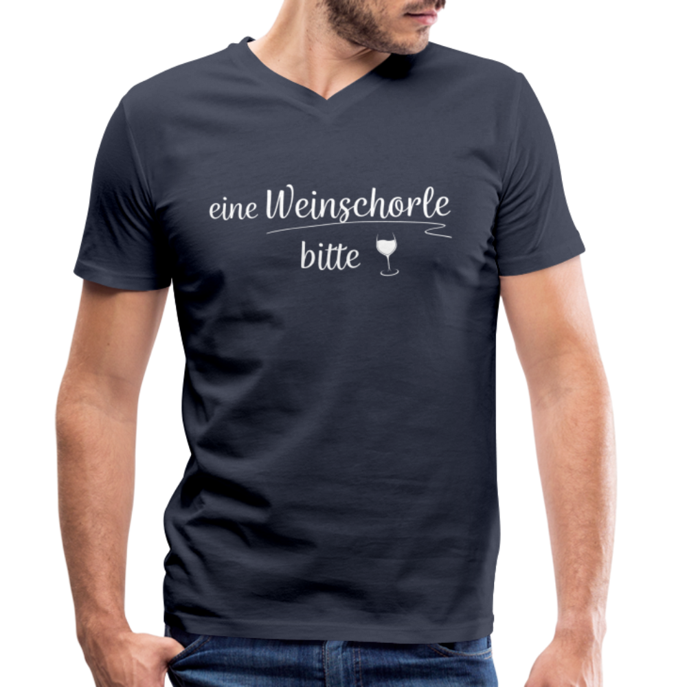 eine Weinschorle bitte - Männer T-Shirt mit V-Ausschnitt aus 100% Bio-Baumwolle - Navy