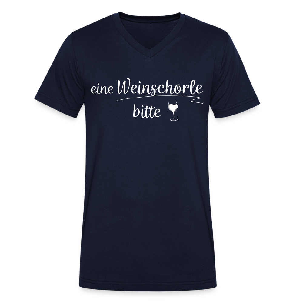 eine Weinschorle bitte - Männer T-Shirt mit V-Ausschnitt aus 100% Bio-Baumwolle - Navy