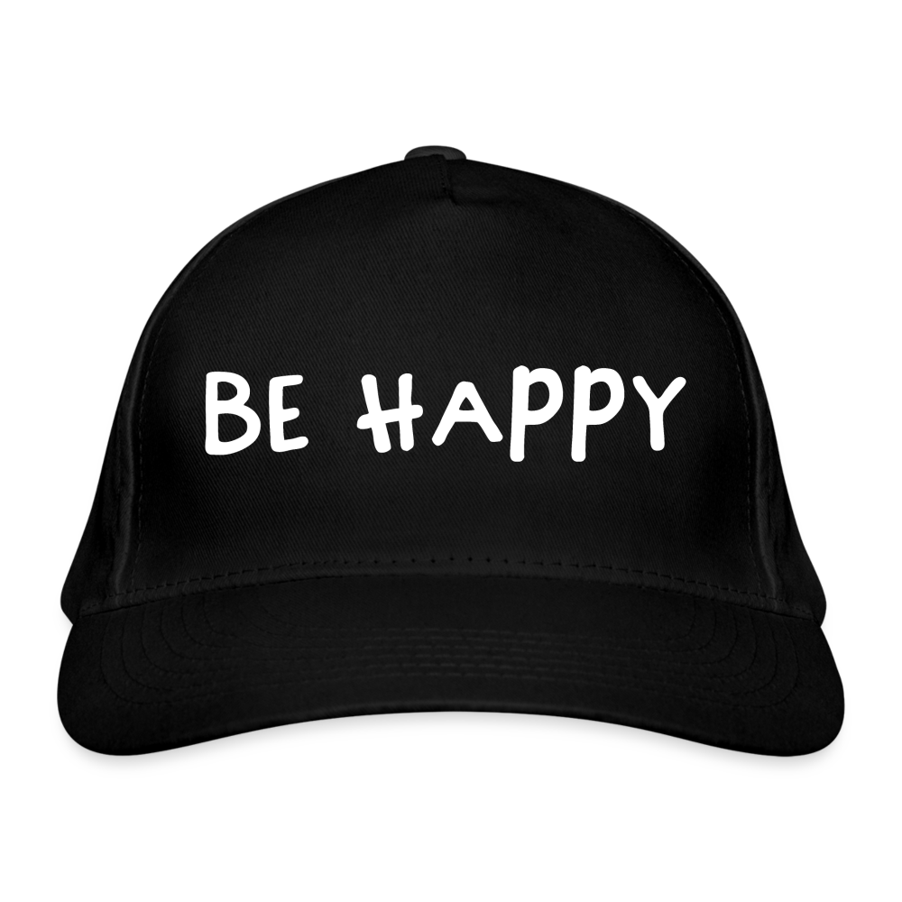 Be Happy - Bio-Baseballkappe - Schwarz