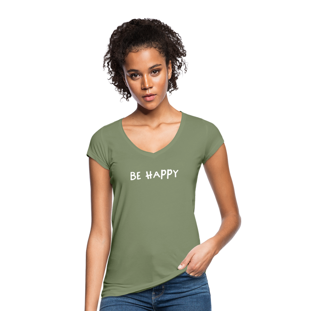 Be Happy - Frauen Vintage T-Shirt - Oliv