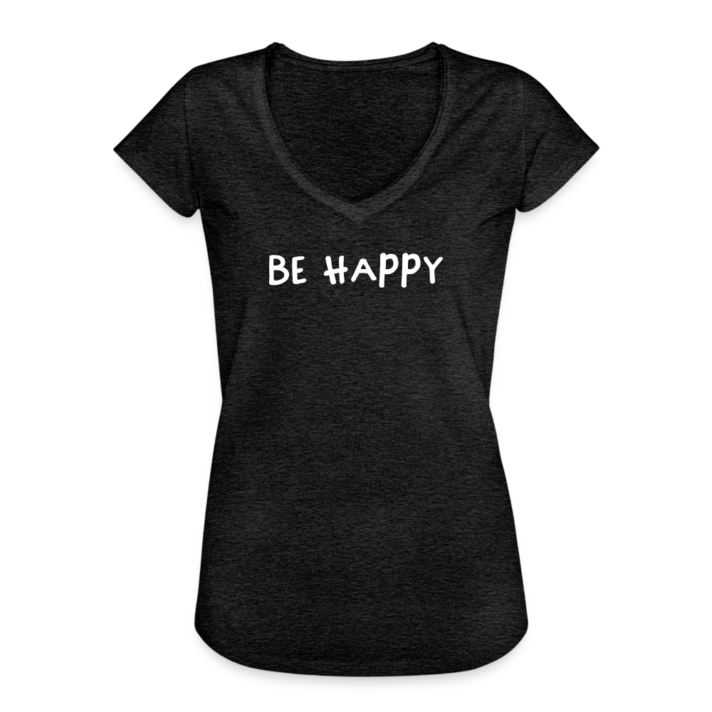 Be Happy - Frauen Vintage T-Shirt - Anthrazit