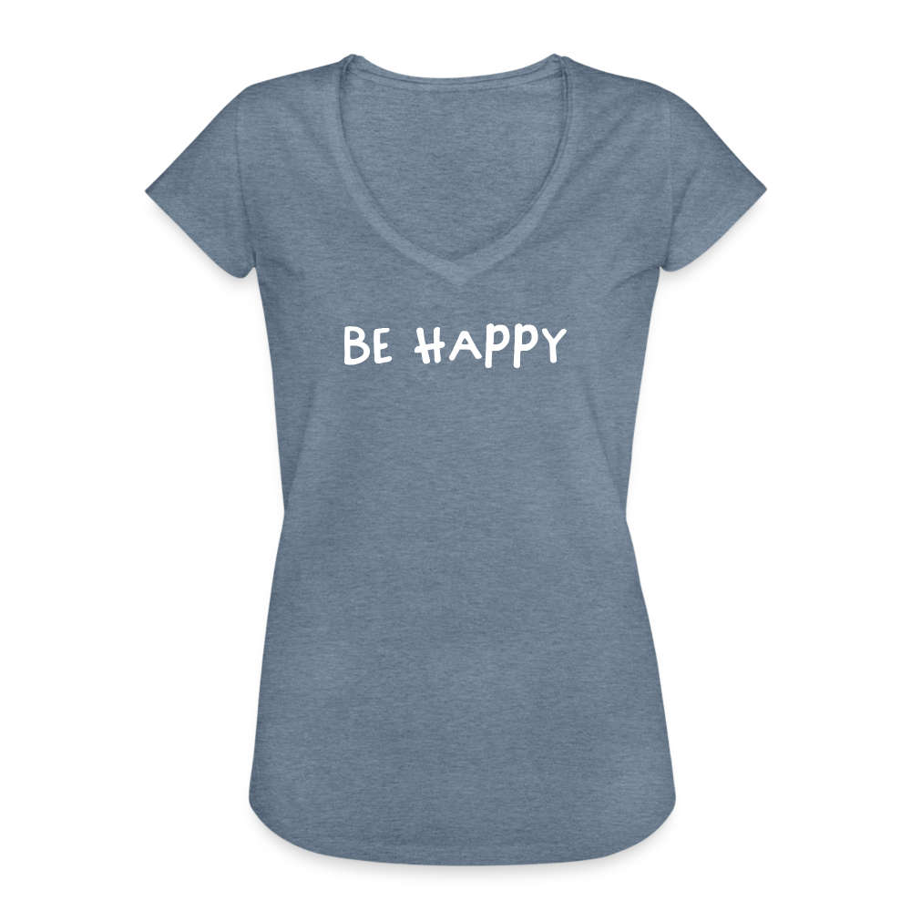 Be Happy - Frauen Vintage T-Shirt - Vintage Denim