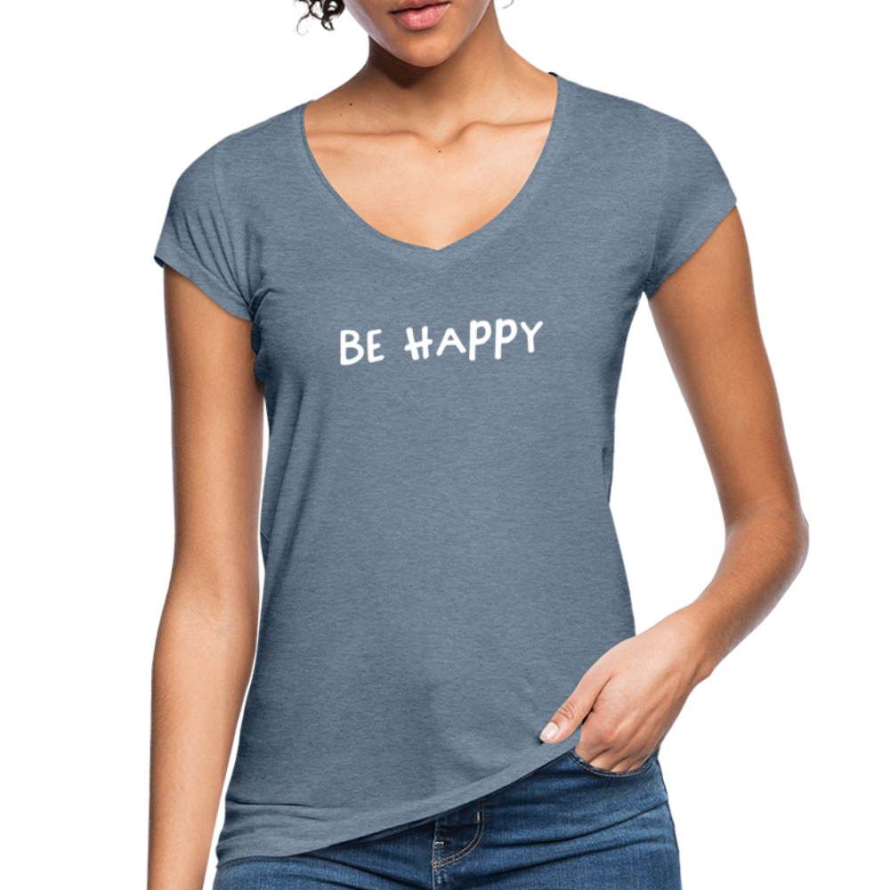 Be Happy - Frauen Vintage T-Shirt - Vintage Denim