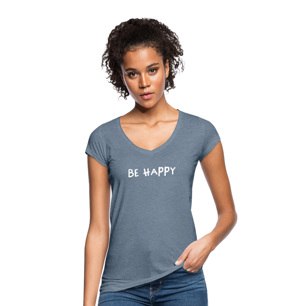 Be Happy - Frauen Vintage T-Shirt - Vintage Denim