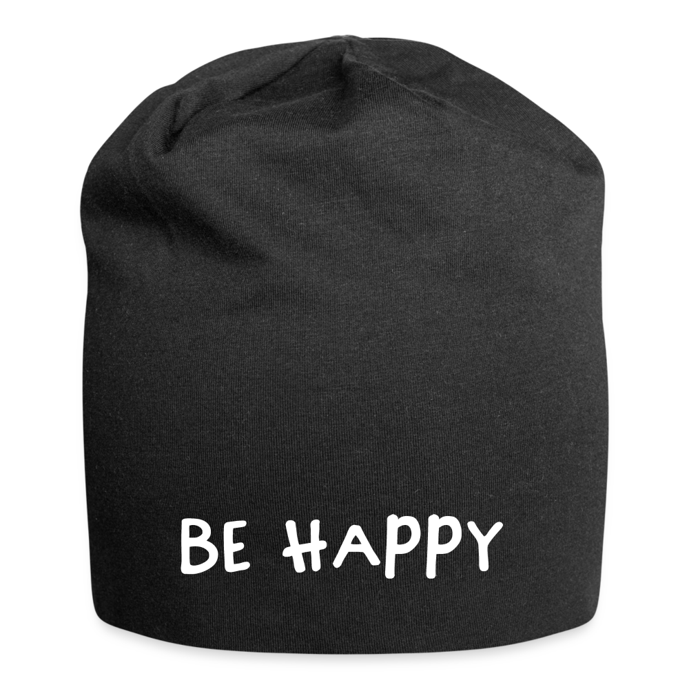 Be Happy - Jersey-Beanie - Schwarz