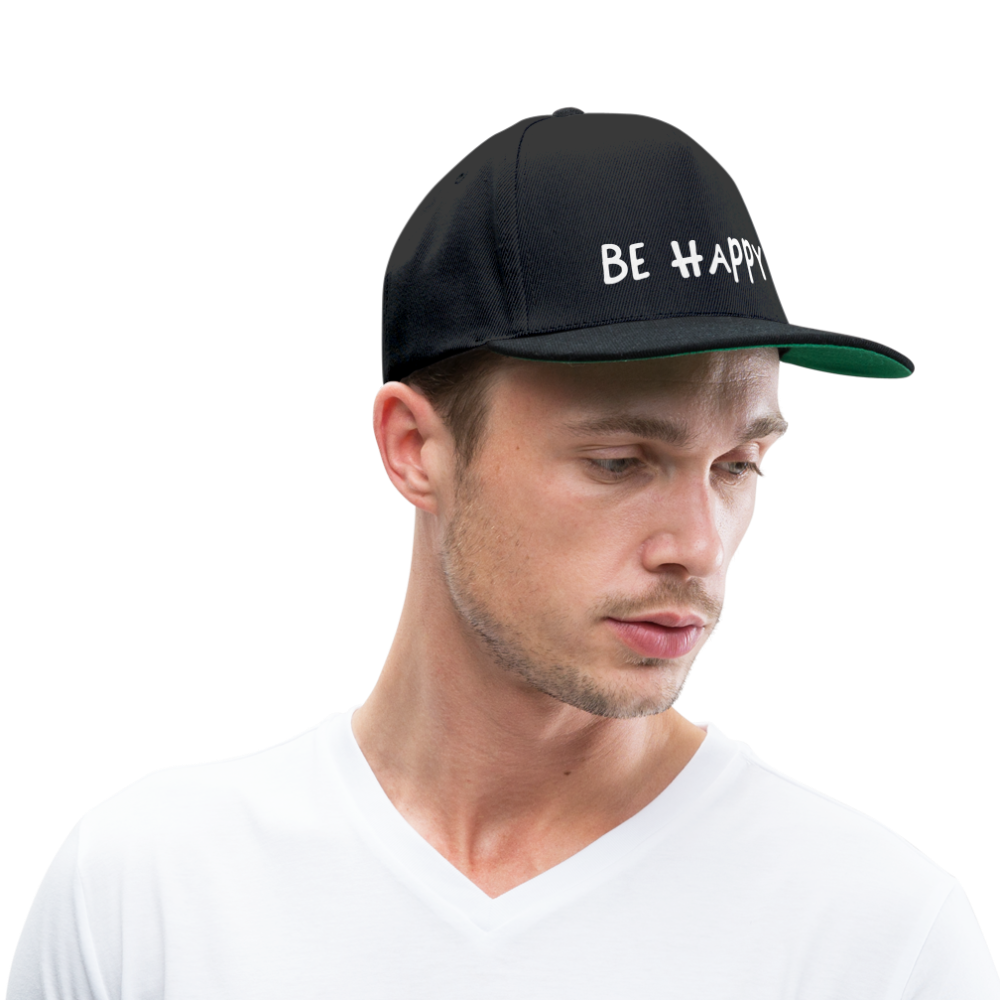 Be Happy - Snapback Cap - Schwarz/Schwarz