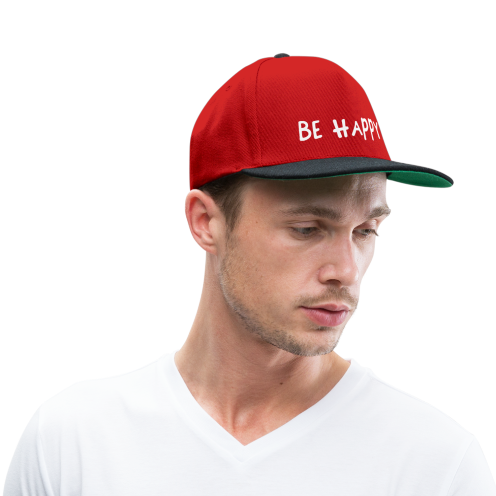 Be Happy - Snapback Cap - Rot/Schwarz