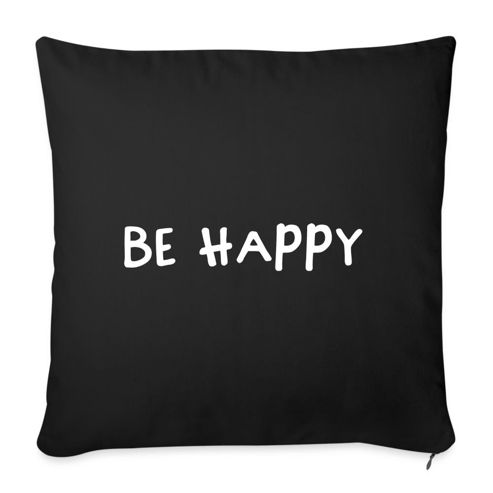 Be Happy - Sofakissenbezug 44 x 44 cm - Schwarz