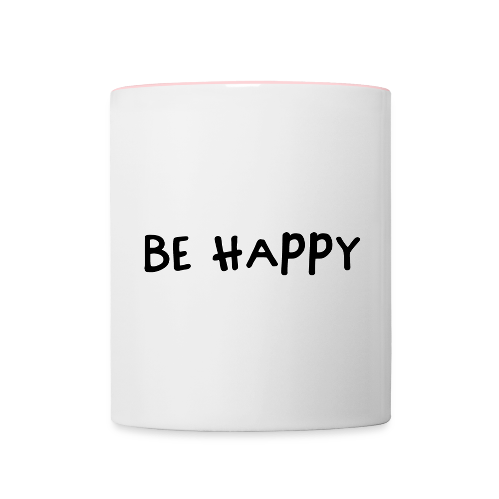 Be Happy - Tasse zweifarbig 325 ml - Weiß/Pink