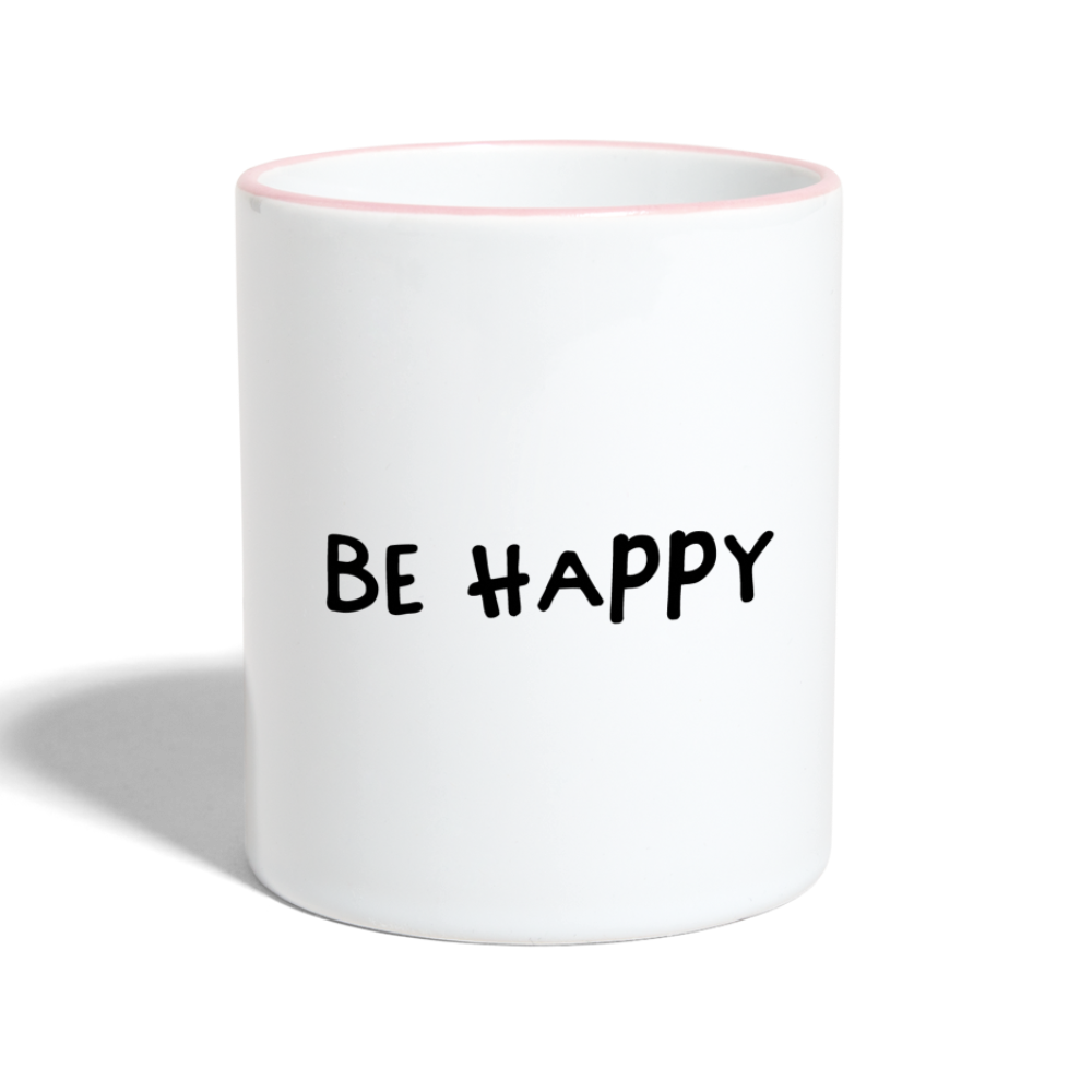 Be Happy - Tasse zweifarbig 325 ml - Weiß/Pink