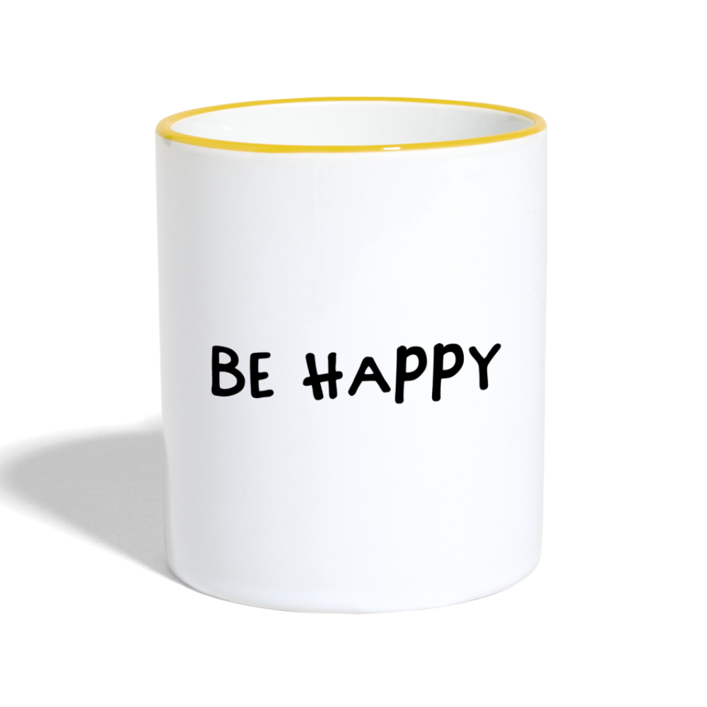 Be Happy - Tasse zweifarbig 325 ml - Weiß/Gelb