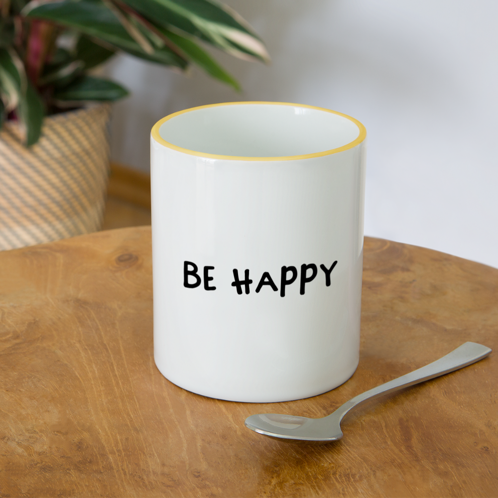 Be Happy - Tasse zweifarbig 325 ml - Weiß/Gelb