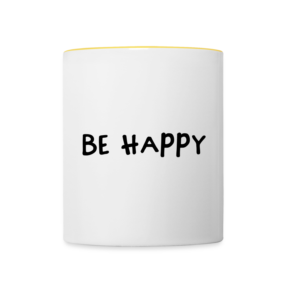 Be Happy - Tasse zweifarbig 325 ml - Weiß/Gelb