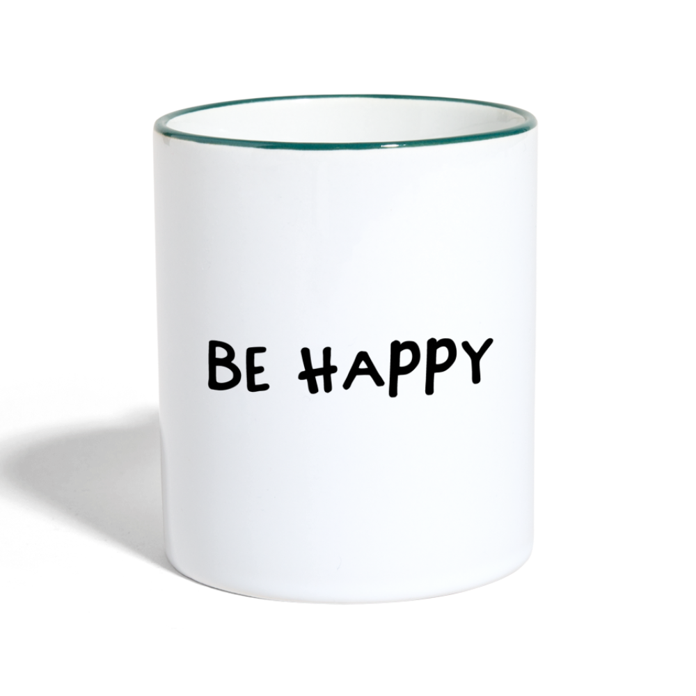 Be Happy - Tasse zweifarbig 325 ml - Weiß/Dunkelgrün