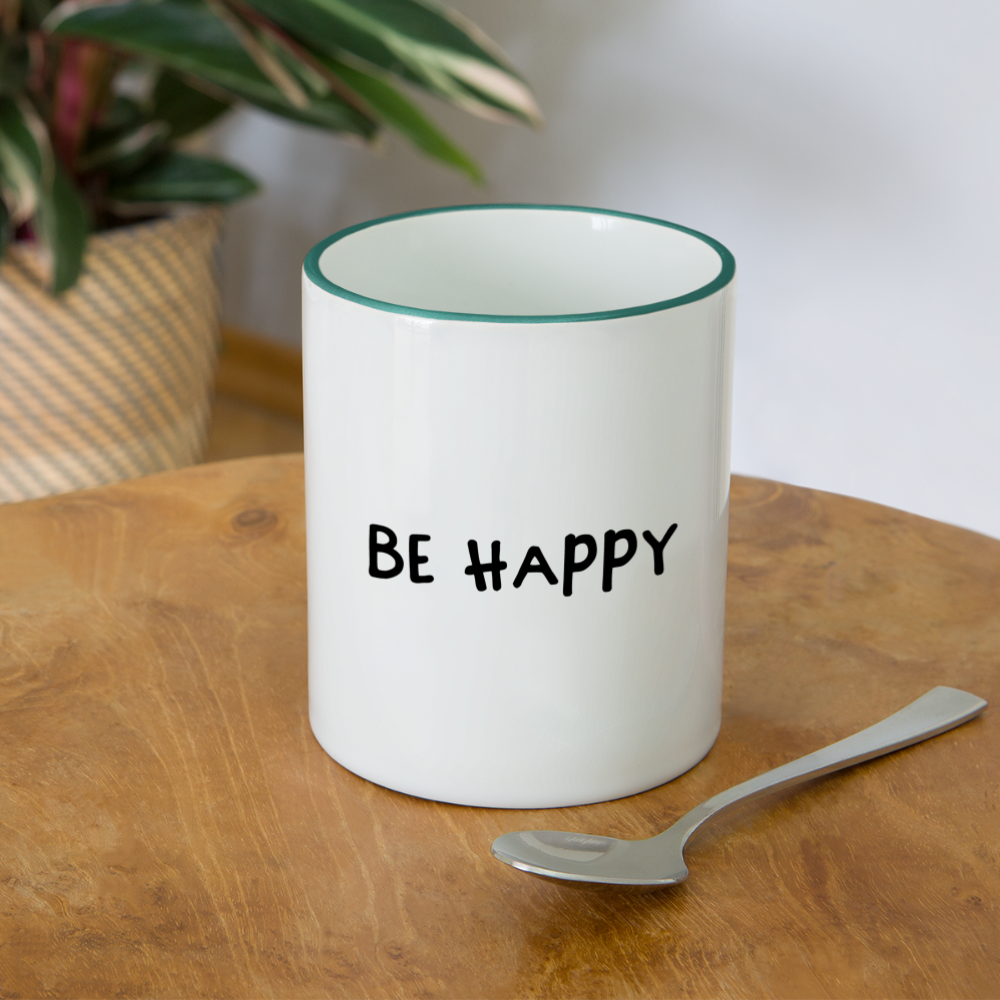 Be Happy - Tasse zweifarbig 325 ml - Weiß/Dunkelgrün