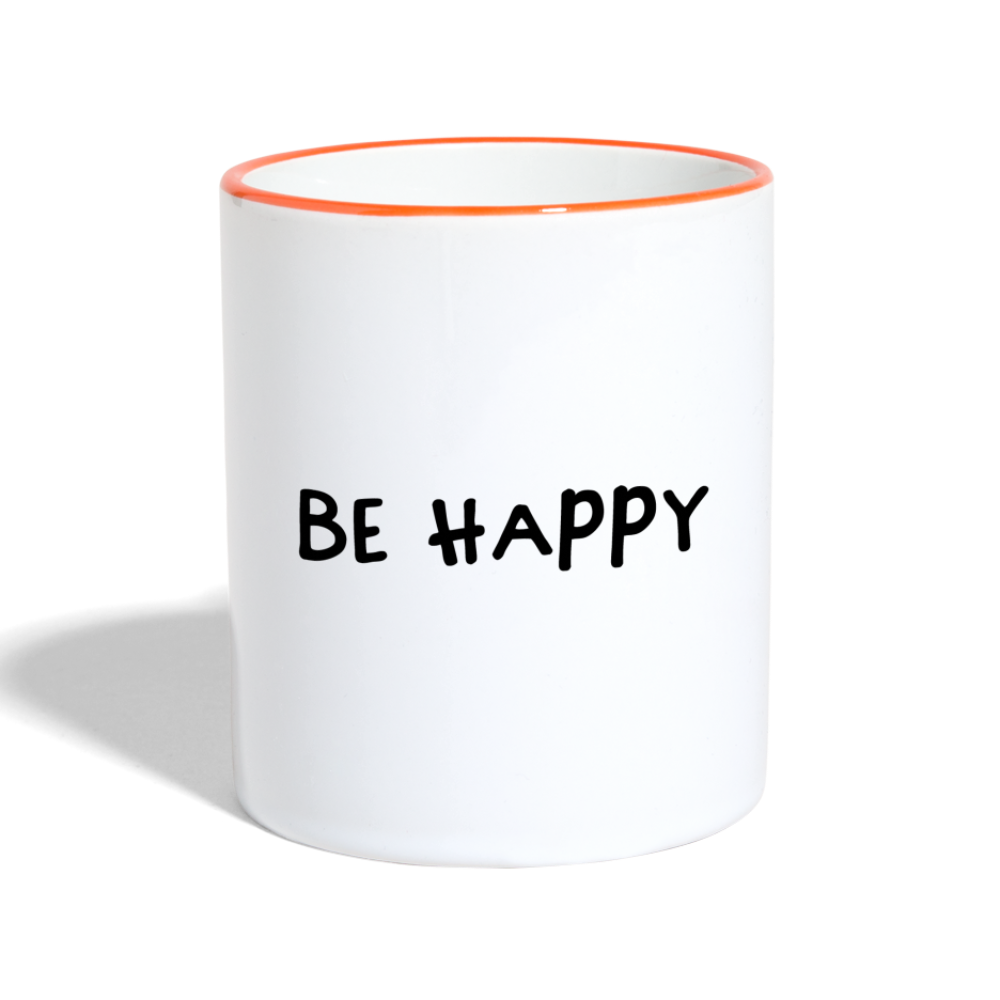 Be Happy - Tasse zweifarbig 325 ml - Weiß/Orange