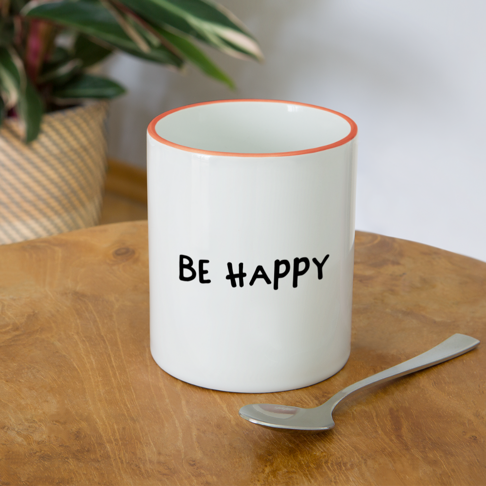 Be Happy - Tasse zweifarbig 325 ml - Weiß/Orange