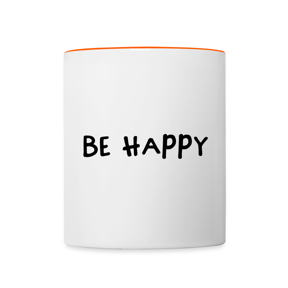 Be Happy - Tasse zweifarbig 325 ml - Weiß/Orange