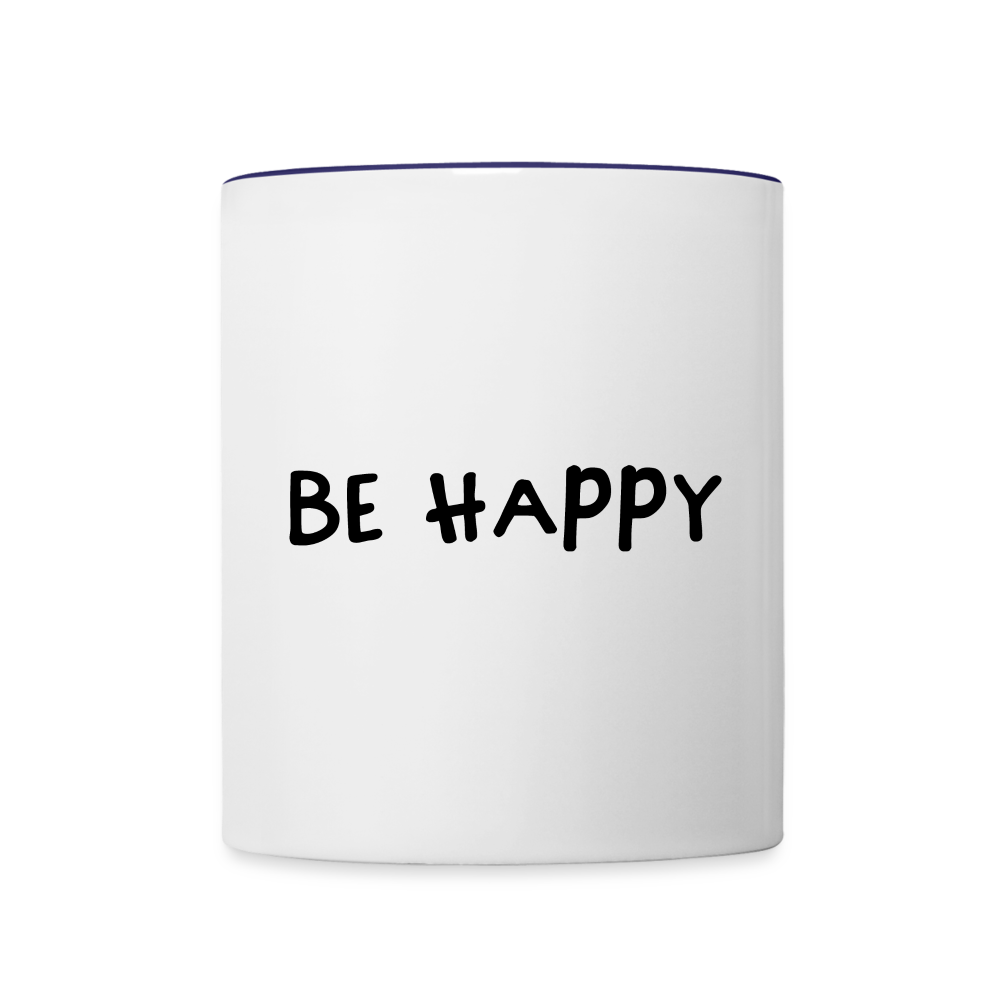 Be Happy - Tasse zweifarbig 325 ml - Weiß/Kobaltblau