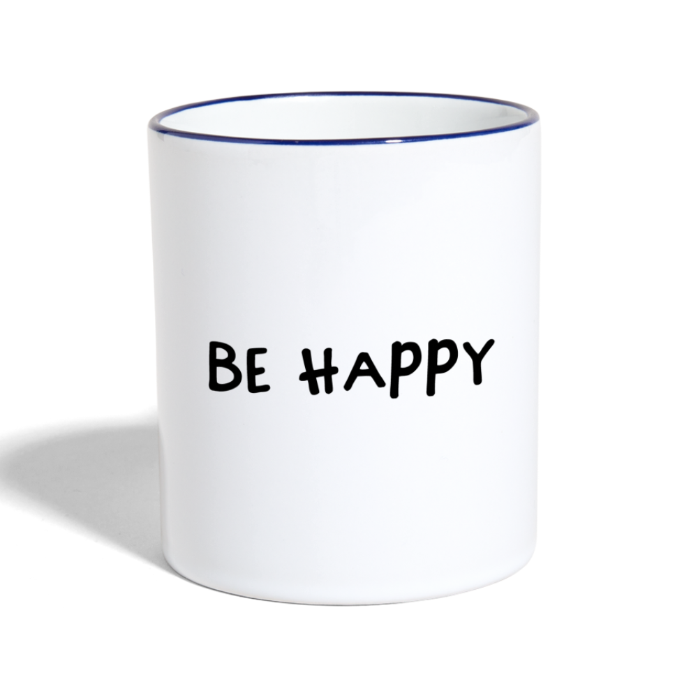 Be Happy - Tasse zweifarbig 325 ml - Weiß/Kobaltblau