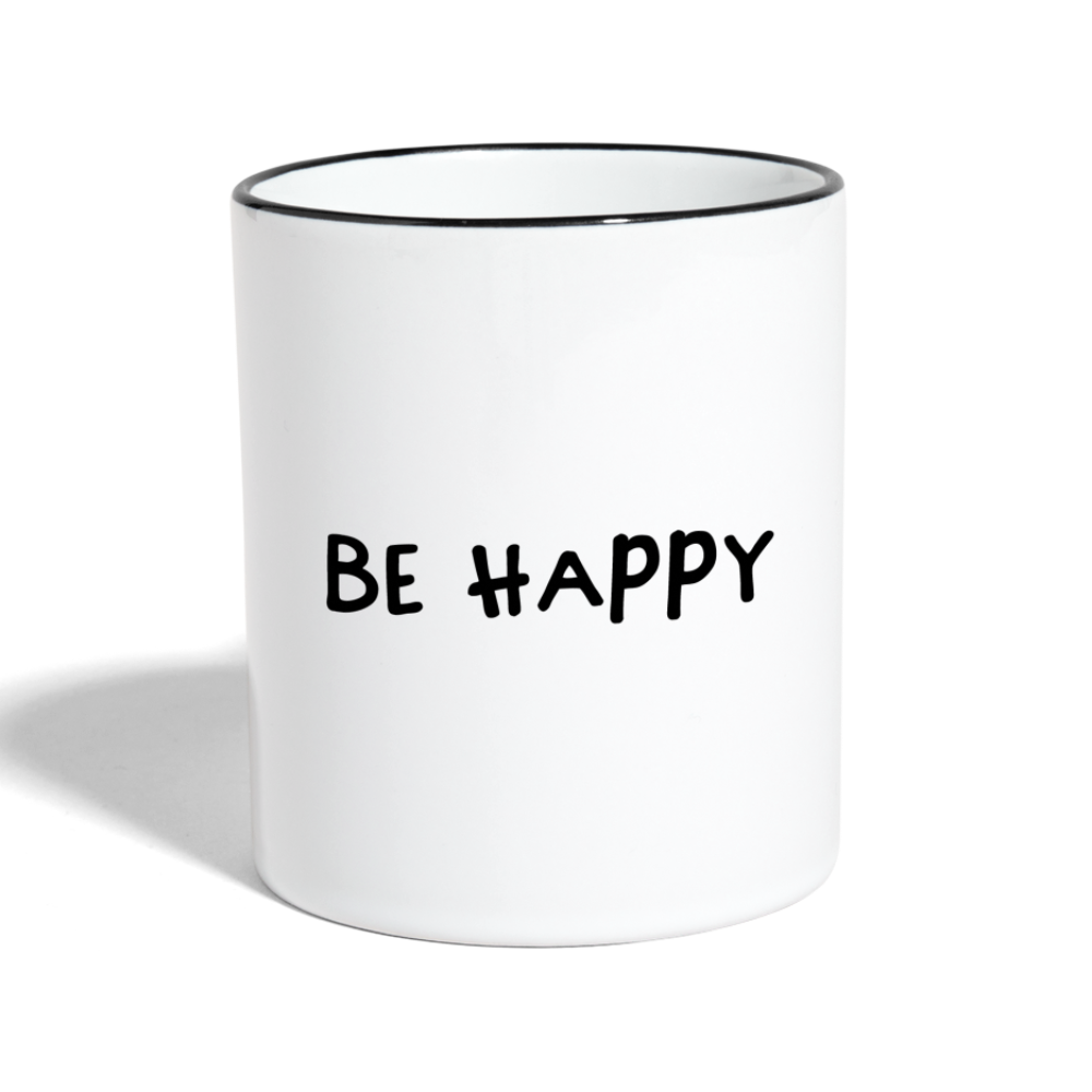 Be Happy - Tasse zweifarbig 325 ml - Weiß/Schwarz