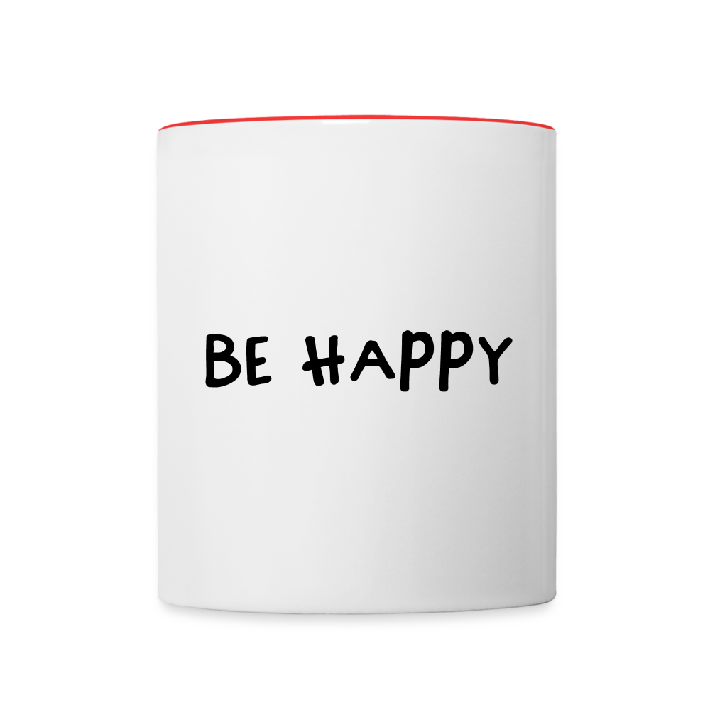 Be Happy - Tasse zweifarbig 325 ml - Weiß/Rot