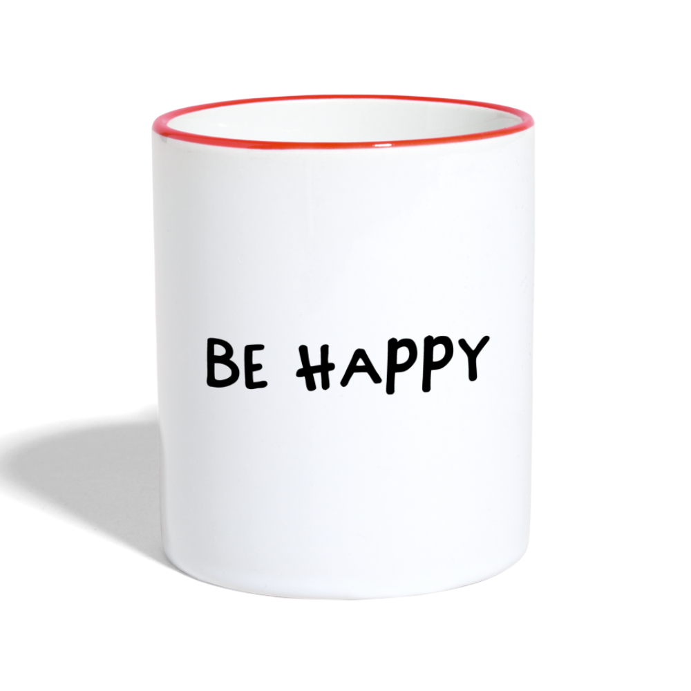 Be Happy - Tasse zweifarbig 325 ml - Weiß/Rot