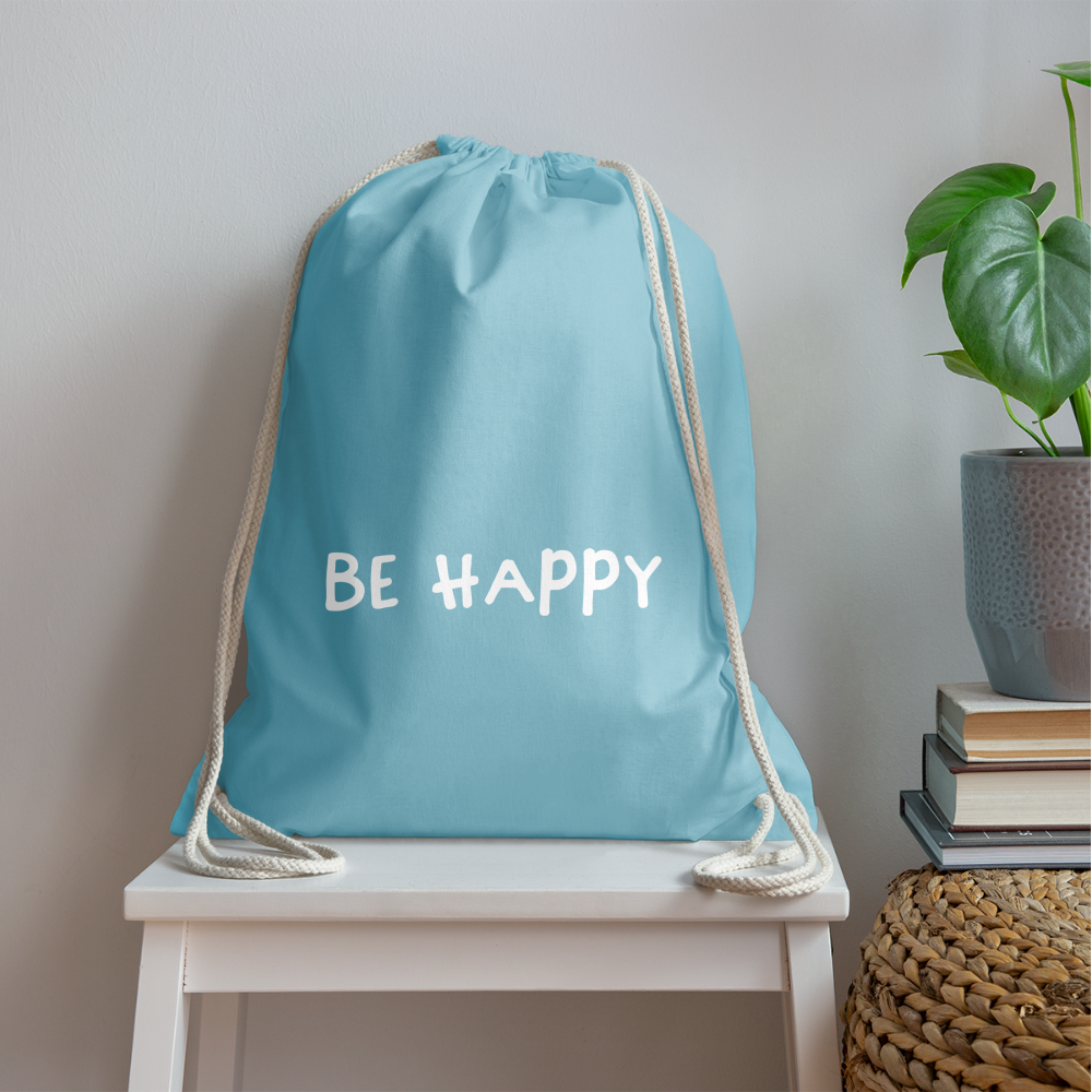 Be Happy - Turnbeutel aus 100% Baumwolle - Aqua