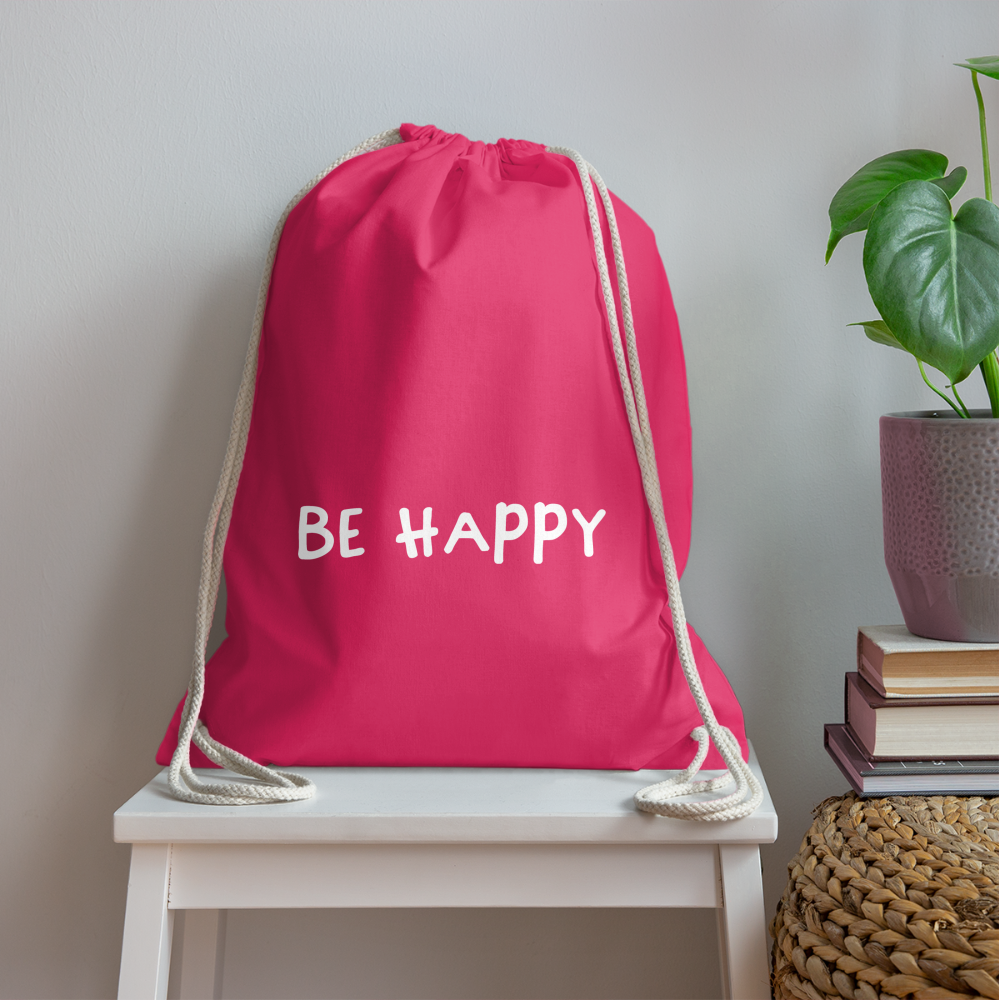 Be Happy - Turnbeutel aus 100% Baumwolle - Fuchsia