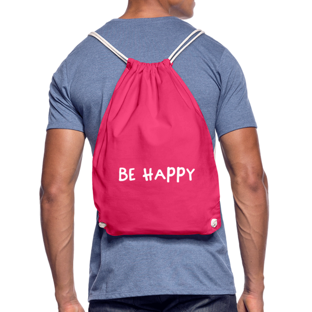 Be Happy - Turnbeutel aus 100% Baumwolle - Fuchsia