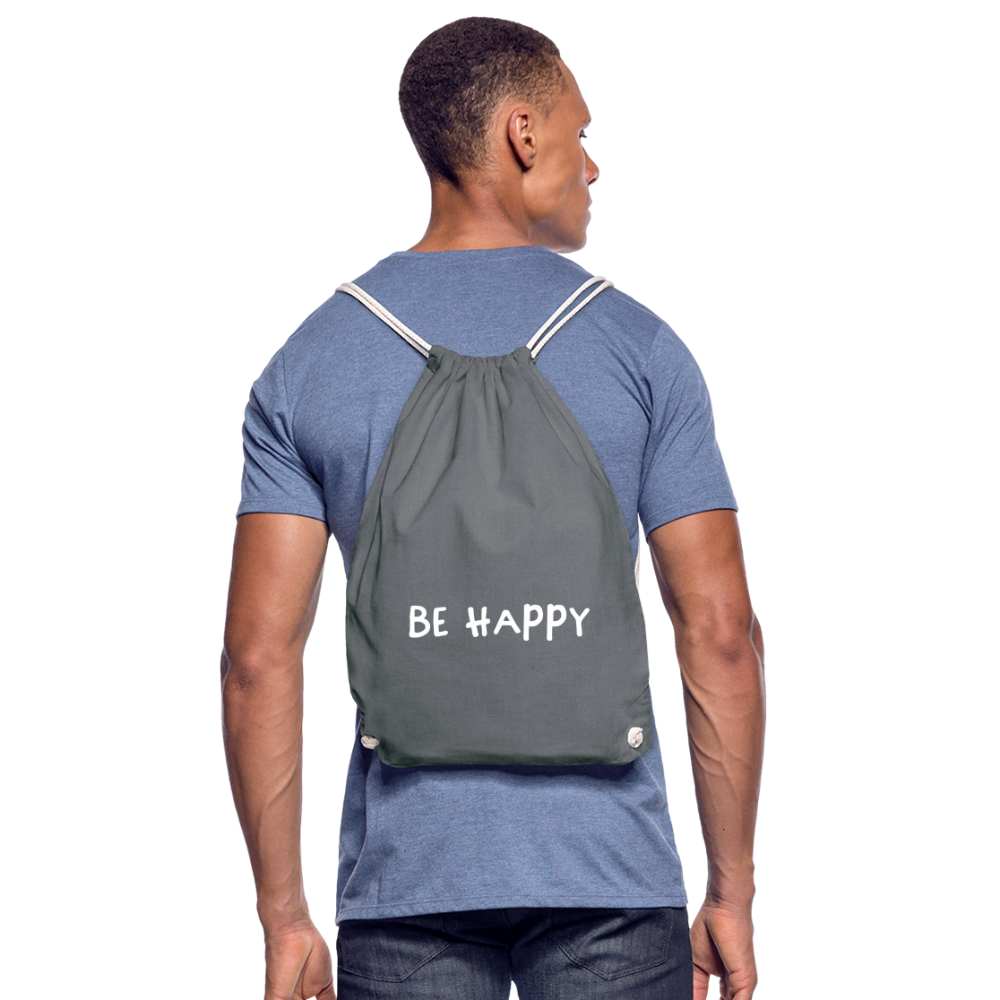 Be Happy - Turnbeutel aus 100% Baumwolle - Grau