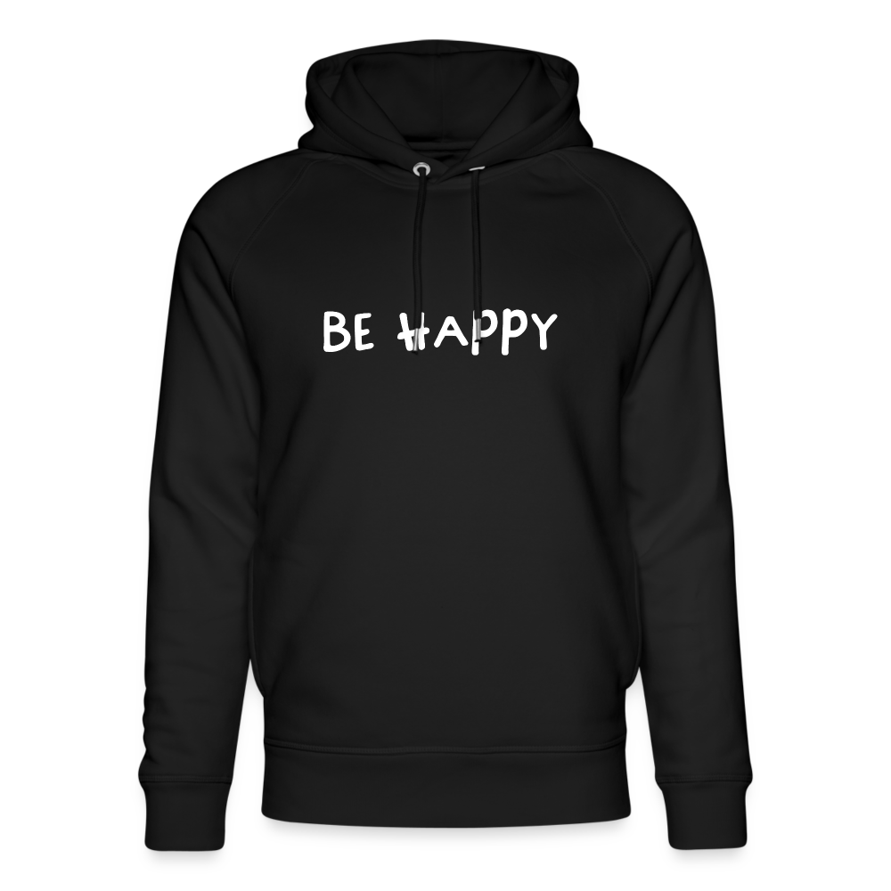 Be Happy - Unisex Bio-Hoodie - Schwarz