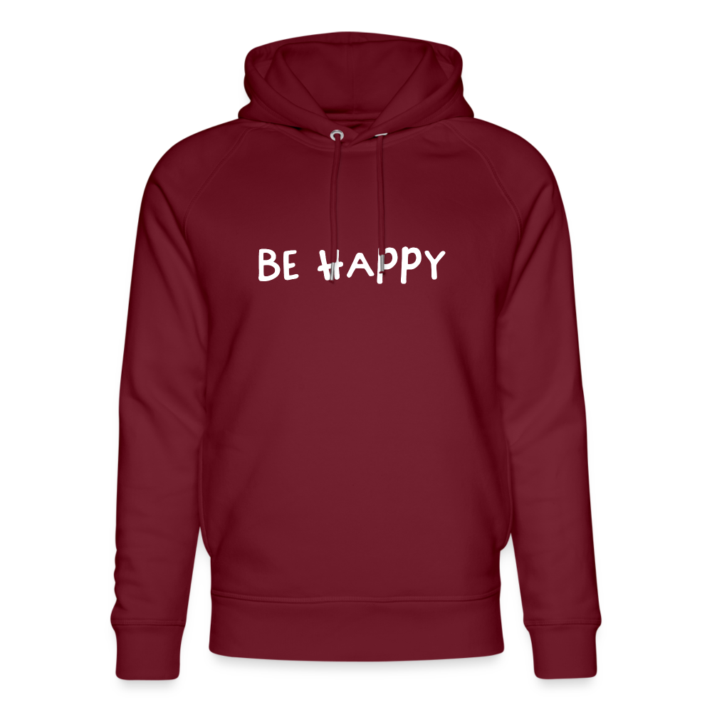 Be Happy - Unisex Bio-Hoodie - Burgunderrot