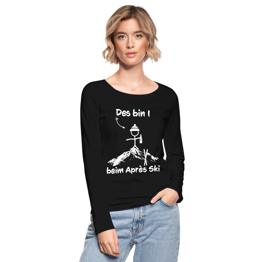 Des bin I beim Après Ski - Frauen Langarmshirt aus 100% Bio-Baumwolle - Schwarz