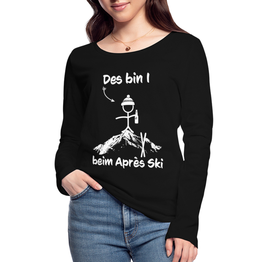 Des bin I beim Après Ski - Frauen Langarmshirt aus 100% Bio-Baumwolle - Schwarz