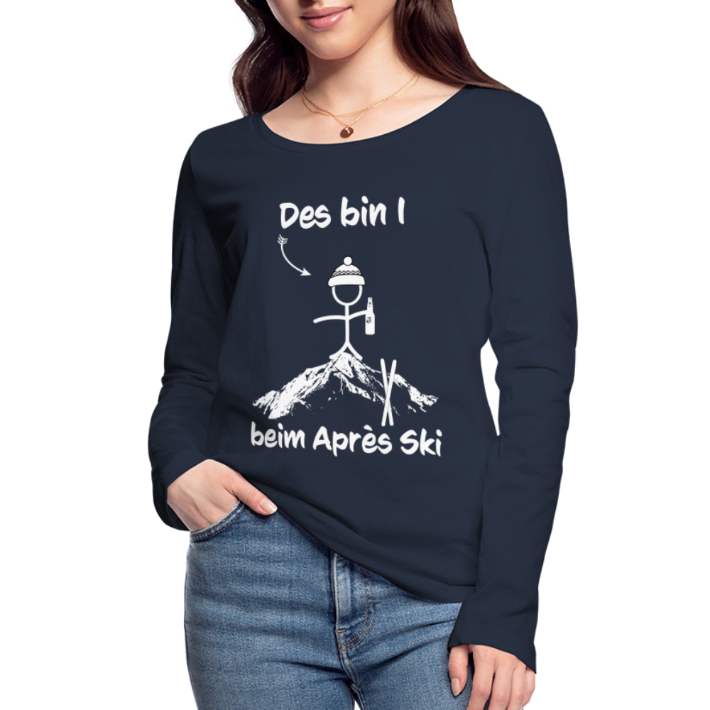 Des bin I beim Après Ski - Frauen Langarmshirt aus 100% Bio-Baumwolle - Navy