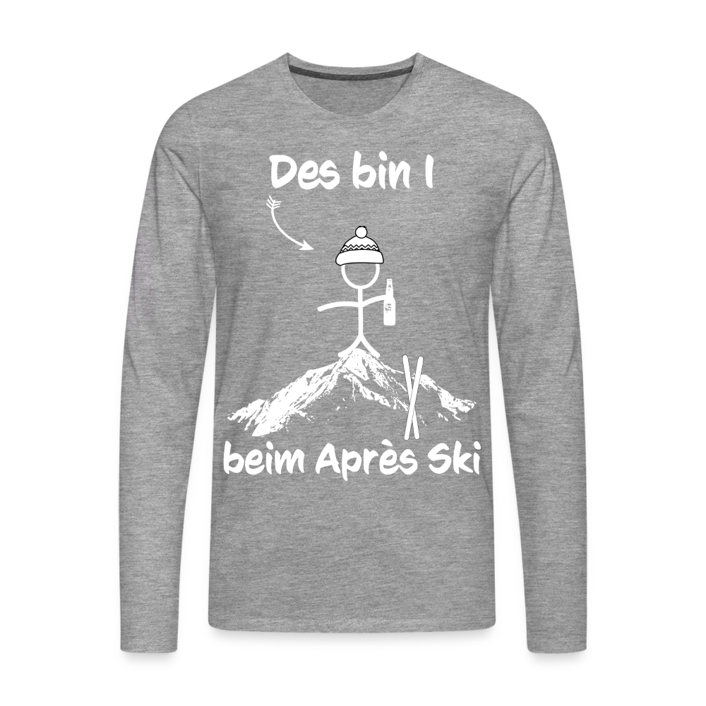 Des bin I beim Après Ski - Männer Langarmshirt - Grau meliert