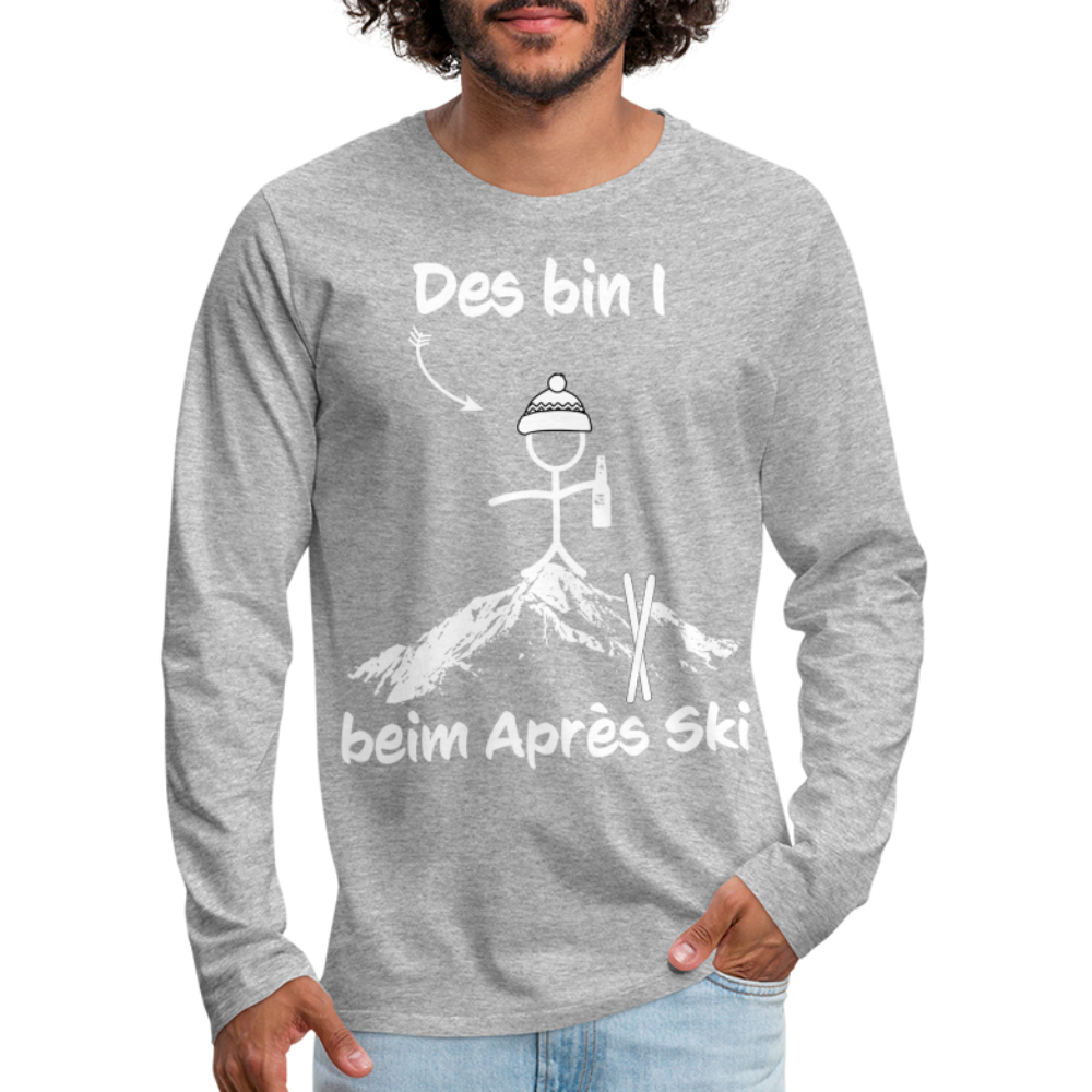 Des bin I beim Après Ski - Männer Langarmshirt - Grau meliert