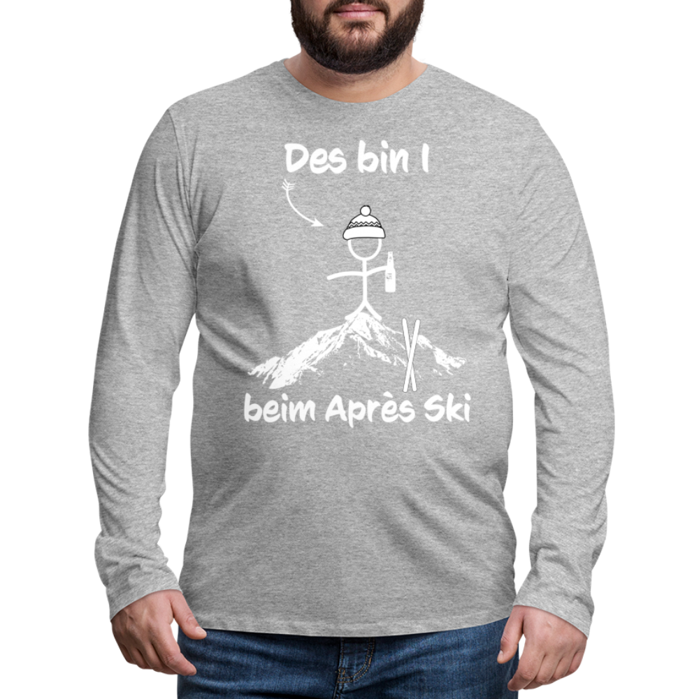 Des bin I beim Après Ski - Männer Langarmshirt - Grau meliert