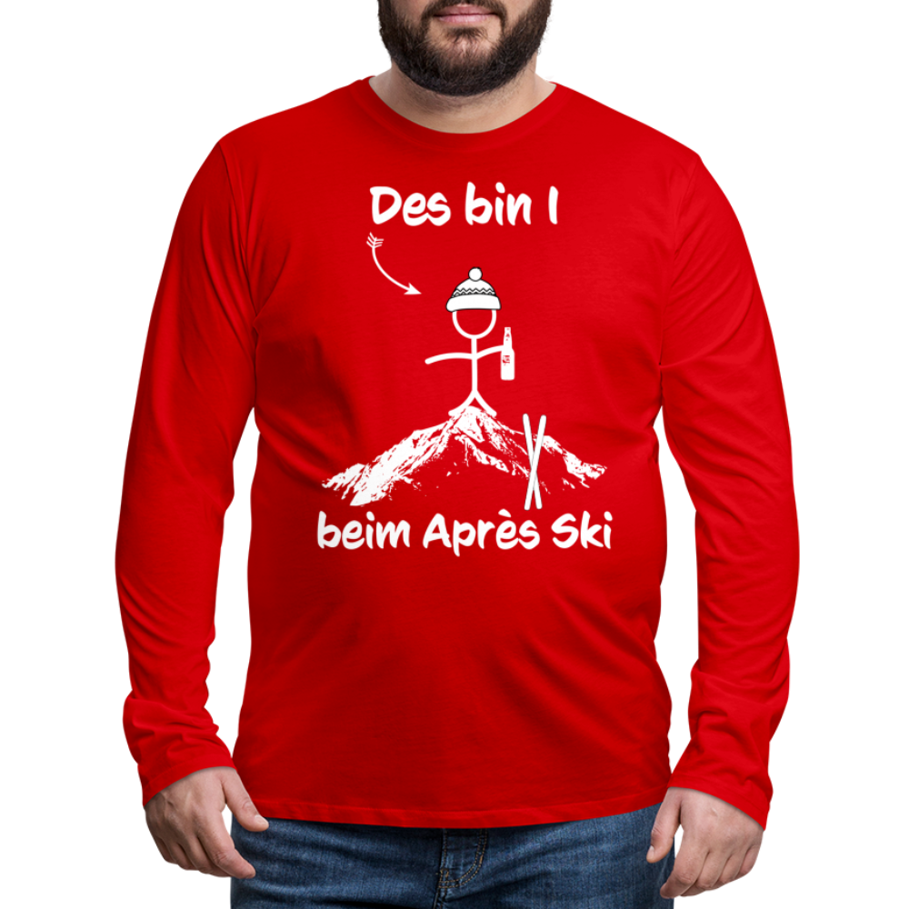 Des bin I beim Après Ski - Männer Langarmshirt - Rot