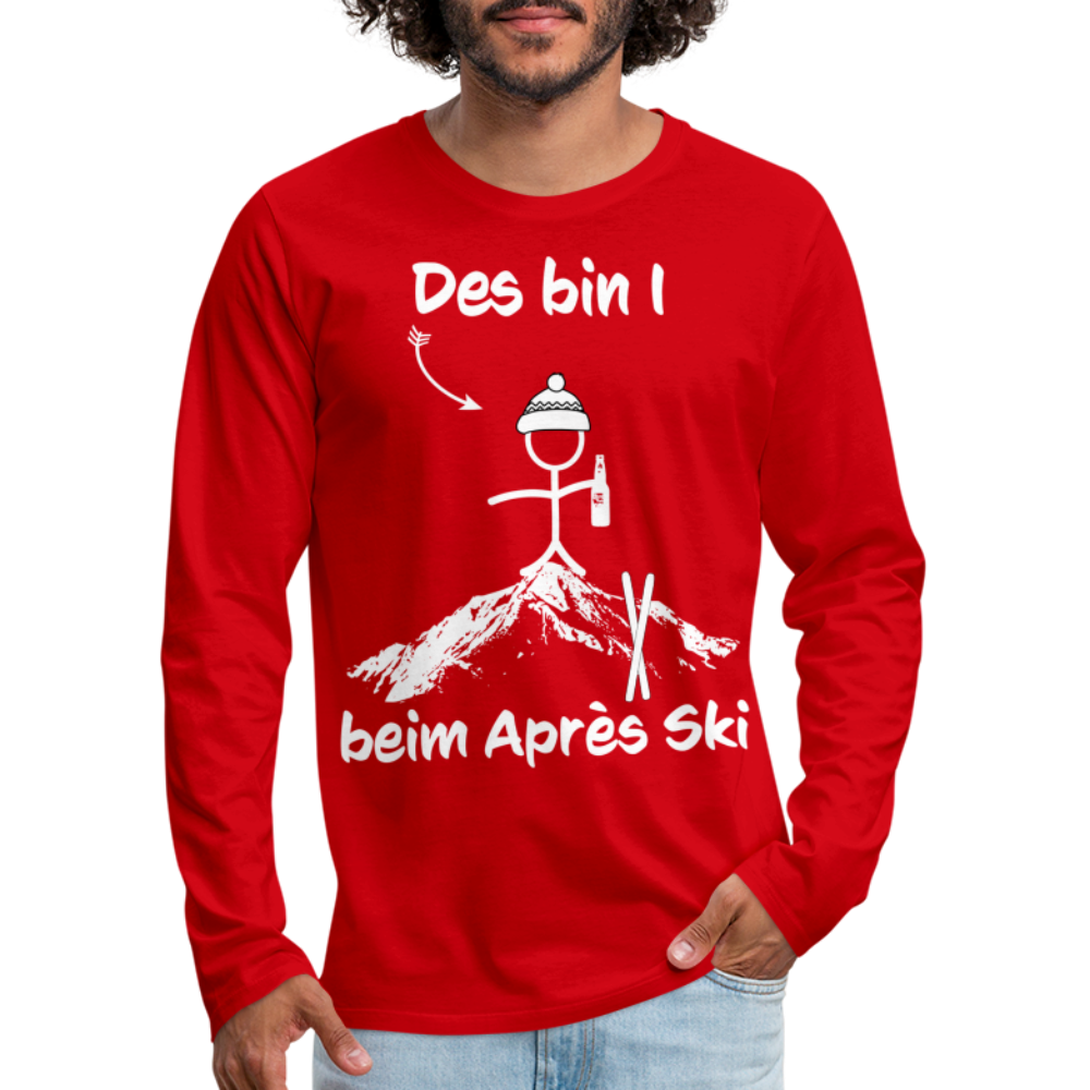 Des bin I beim Après Ski - Männer Langarmshirt - Rot