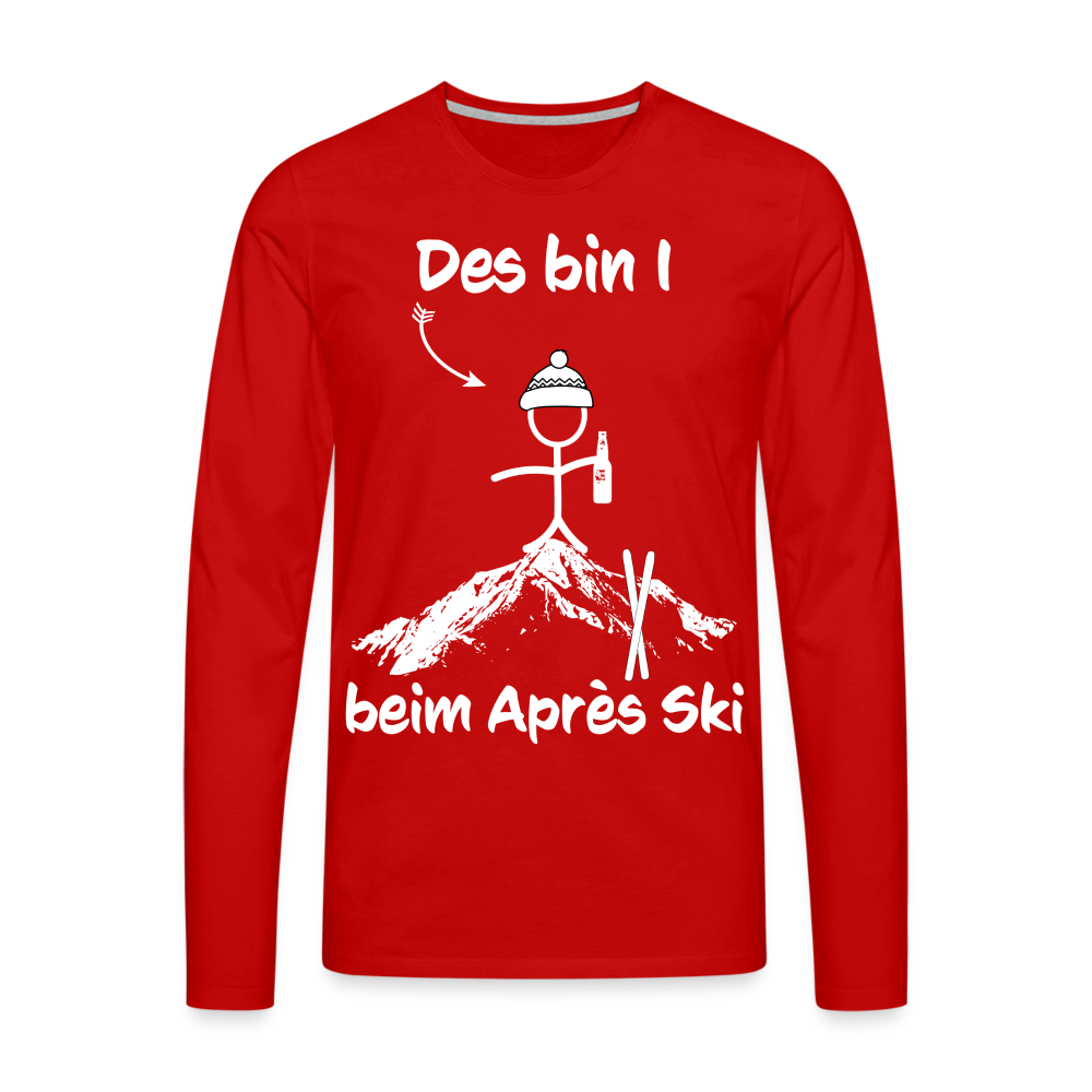 Des bin I beim Après Ski - Männer Langarmshirt - Rot