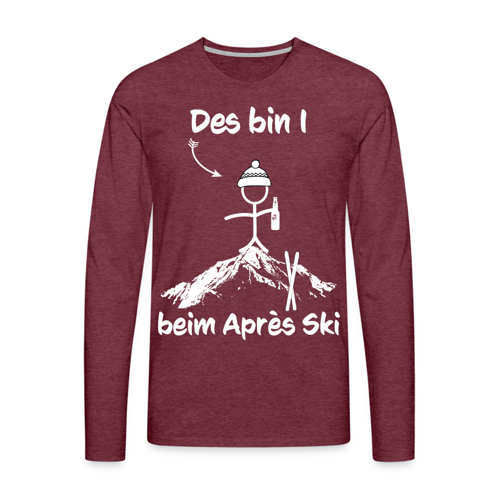 Des bin I beim Après Ski - Männer Langarmshirt - Bordeauxrot meliert