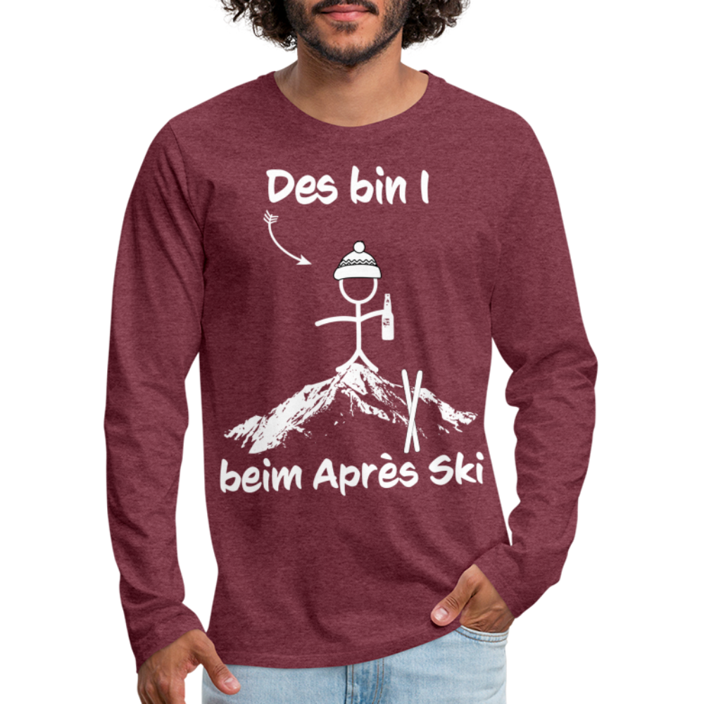 Des bin I beim Après Ski - Männer Langarmshirt - Bordeauxrot meliert