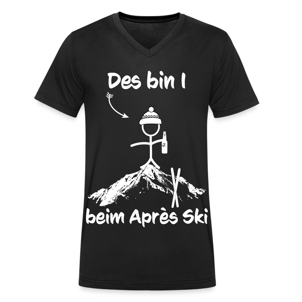 Des bin I beim Après Ski - Männer T-Shirt mit V-Ausschnitt aus 100% Bio-Baumwolle - Schwarz